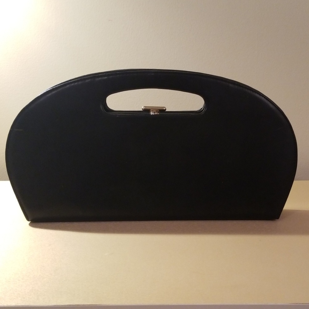 Black Vegan Leather Vintage Clutch
